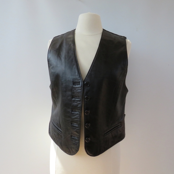 Vintage The Limited Black Leather Vest Size Medium - Picture 4 of 15